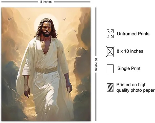 Vista 2 de Arte de pared de Jesús para afroamericanos, póster de Jesucristo, inspiración, arte de pared cristiano y decoración para mujeres negras, hombres