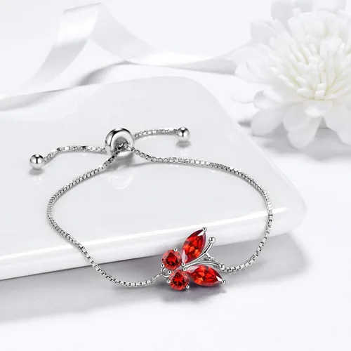 Vista 4 de Aurora Tears Pulsera de piedra natal de mariposa – Pulsera de plata de ley 925 para mujer, regalo de cumpleaños para mujer A. Enero