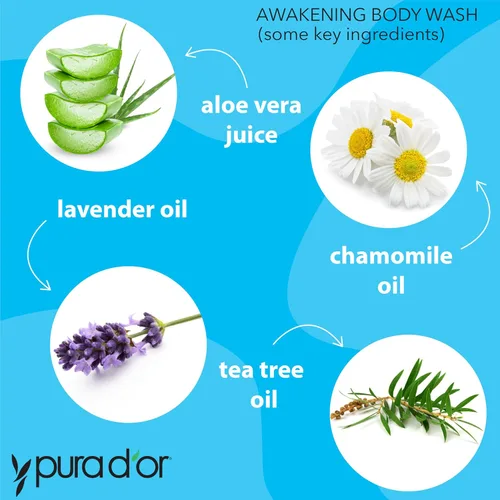Vista 7 de PURA D'OR Juego de champú y acondicionador para terapia del cuero cabelludo (16 onzas líquidas x 2) + gel de baño corporal Awakening (16oz) con aloe