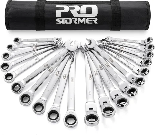 Vista 9 de Prostormer Juego de llaves de trinquete métricas de cabeza flexible de 14 piezas