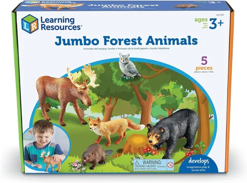 Vista 7 de Animales del bosque grandes de Learning Resources - Habilidades motoras finas para niños, figuras escolares para niños, Montessori para niños