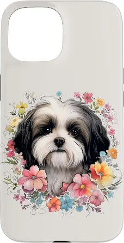 Vista 6 de Shih Tzu Mom Floral Dog Lover Vintage Flowers Cute Case for iPhone 17