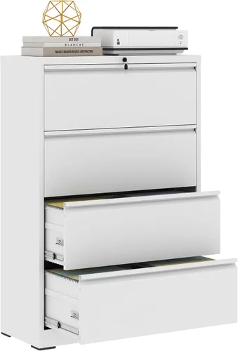 Vista 15 de Archivador de 2 cajones, archivador lateral de metal con cerradura, gabinete organizador de almacenamiento de oficina en casa para archivos de Negro