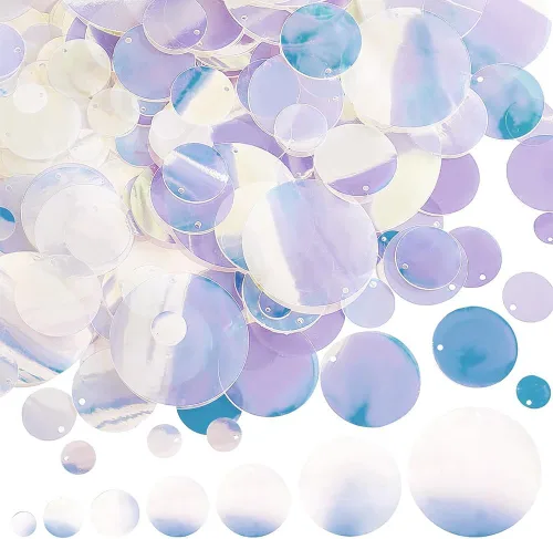 Vista 8 de PH PandaHall Lentejuelas sueltas de 6.35 oz, 6 estilos planos, redondos, grandes, lentejuelas iridiscentes, de plástico de PVC, para adornos, Morado