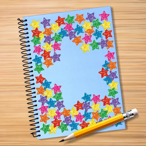 Vista 4 de Pegatinas de estrellas brillantes Trend Enterprises – 1/4 a 1/2 pulgadas – juego de 1300 – rojo, azul, oro, plata