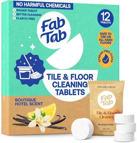 Vista 9 de Fab Tab Tabletas limpiadoras de suelos duros, tabletas solubles premedidas para suelos de madera, azulejos y vinilo. Fórmula a base de enzimas