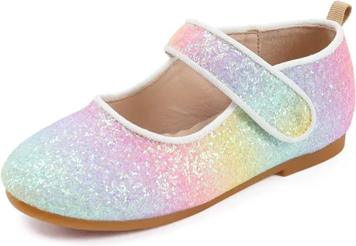 Vista 6 de Zapatos de vestir arcoíris para niña, zapatos de princesa con purpurina para niña, zapatos Mary Jane brillantes para fiesta, bailarina, para uso