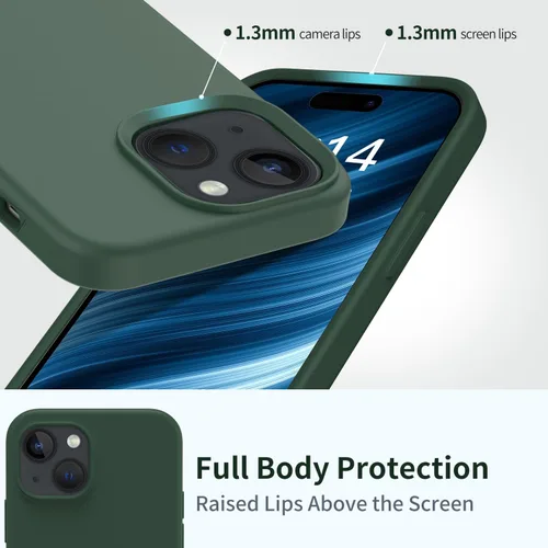 Vista 4 de FUNMIKO Funda compatible con iPhone 15 con protector de pantalla, silicona líquida suave y sedosa mejorada, diseñada a la moda para hombres, mujeres