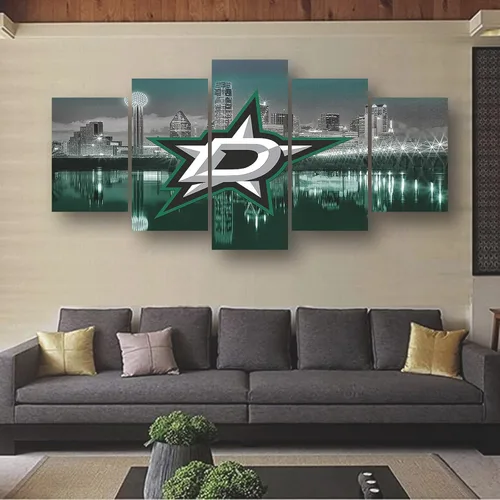 Vista 6 de Póster de estrellas de Dallas para hockey sobre hielo, lienzo deportivo, impresión de arte de pared, decoración del hogar, marco grande, listo