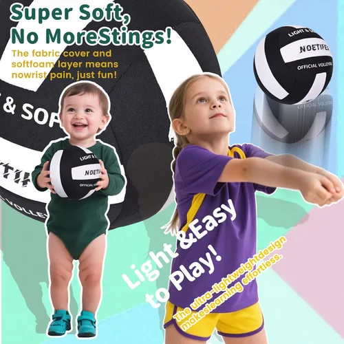 Vista 6 de Pelota de vóleibol suave - Tela súper suave, pelota de vóleibol ligera para práctica en interiores, segura y silenciosa, para niños, jóvenes