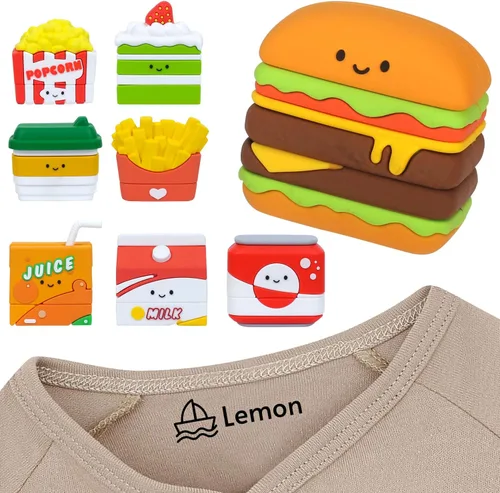 Vista 2 de Sello personalizado con nombre para niños, impermeable, juego de sellos de ropa 6 en 1