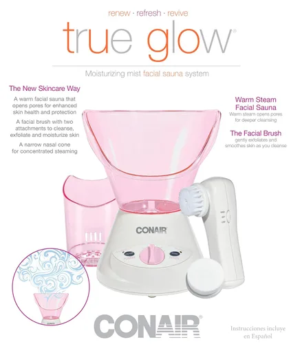 Vista 8 de Sistema de sauna facial con vapor hidratante True Glow de Conair, rosa/crema