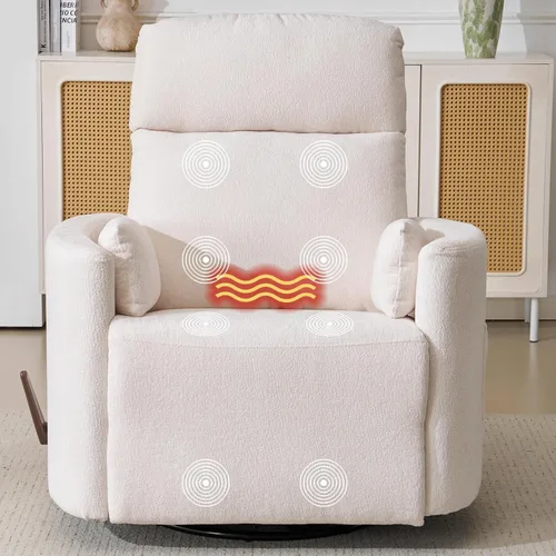 Vista 21 de Sillón reclinable eléctrico de gran tamaño con masaje y calor, sillón reclinable giratorio con reposacabezas ajustable, silla reclinable planeadora