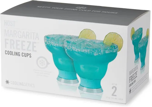 Vista 12 de HOST FREEZE - Vasos de Margarita sin tallo, vasos de cóctel de plástico aislados para bebidas congeladas, vasos enfriadores de doble pared para Azul