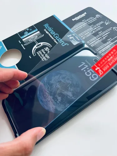 Vista 2 de Protector de pantalla de vidrio templado antiluz azul con iones plateados para iPhone 14 Pro Max, probado por SGS e Intertek, bloquea la luz azul