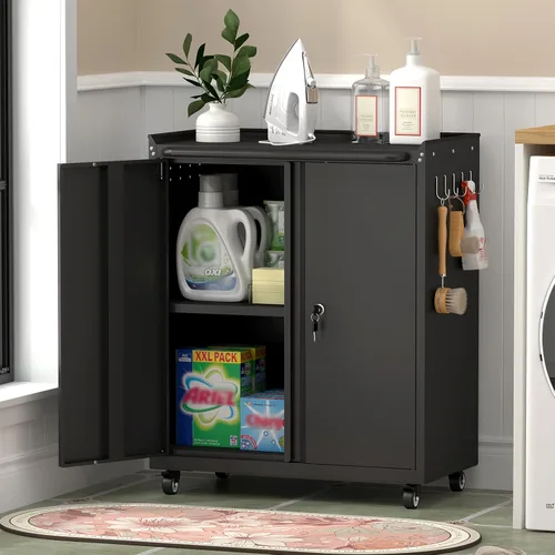 Vista 7 de GREATMEET Garage Storage Cabinet with Wheels, Mobile Rolling Tool Cabinet