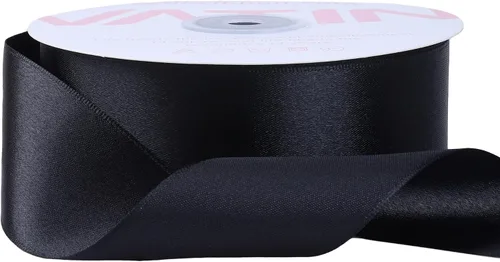 Vista 3 de VATIN Cinta de satén negro sólido de 1-1/2 pulgadas, cinta de tela artesanal de 50 yardas para envolver regalos, arreglos florales, decoración