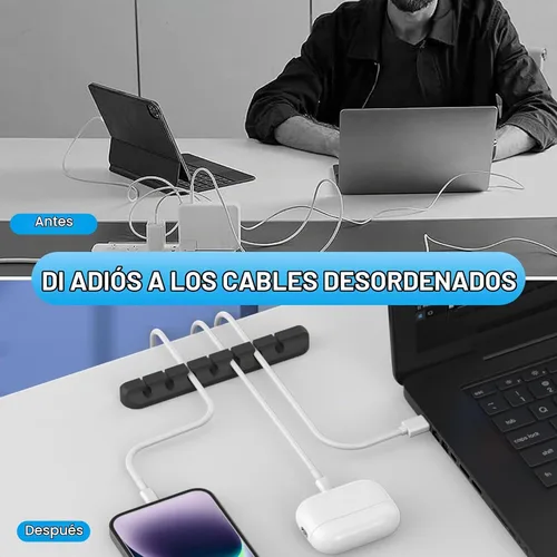 Vista 4 de AhaStyle Clips para cables, paquete de 3 soportes para cables, organizador 357-ranura-negro
