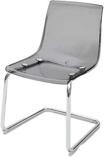 Vista 8 de Sillas de comedor transparentes, silla de acrílico transparente, sillas de cocina fantasma con patas de metal plateado, sillas de plástico modernas