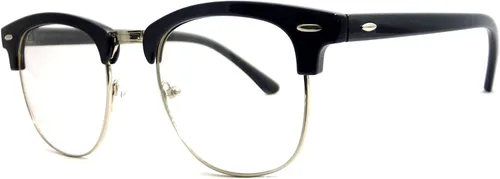 Vista 3 de Vintage Retro cuerno medio borde moderno marco lente claro ojos gafas plateadas