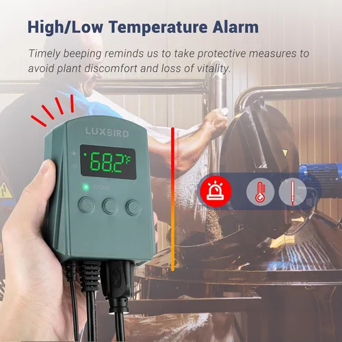 Vista 4 de LUXBIRD Termostato digital con termostato de calor y refrigeración de 10 A 1200 W para plántulas, reptiles y cerveza, cría, incubación, invernadero