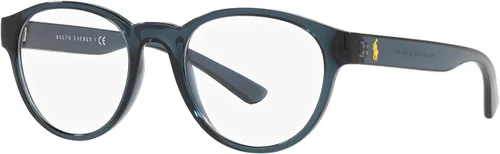 Vista 2 de Polo Ralph Lauren Marcos de anteojos semicirculares Ph2238 para hombre, Azul transparente brillanteLente de demostración