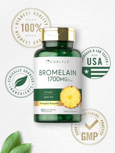 Vista 6 de Carlyle - Bromelaína 1700 mg 90 cápsulas Suplemento de enzima de piña Sin OMG y sin gluten