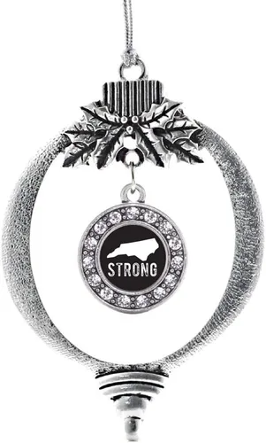 Vista 18 de Inspired Silver - Adorno con dije de cara de carlino - Adornos navideños de círculo de plata con joyas de circonita cúbica