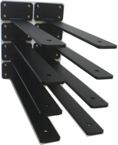 Vista 12 de Paquete de 2 - Soportes de estante en L ocultos negros de 4 pulgadas (1/5 pulgada de grosor) Soportes de estante flotante de hierro Soportes