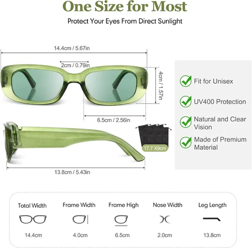 Vista 3 de 12 pares de gafas de sol rectangulares retro cuadradas para mujer gafas de sol estéticas vintage estrechas