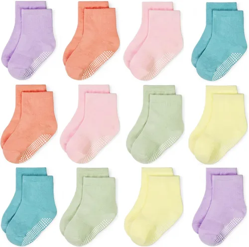 Vista 13 de GRPSKCOS Calcetines Antideslizantes para Bebés 12 Pares Calcetines Antideslizantes para Niños Pequeños de 0-7 Años Infantes Niños Pequeños Niños