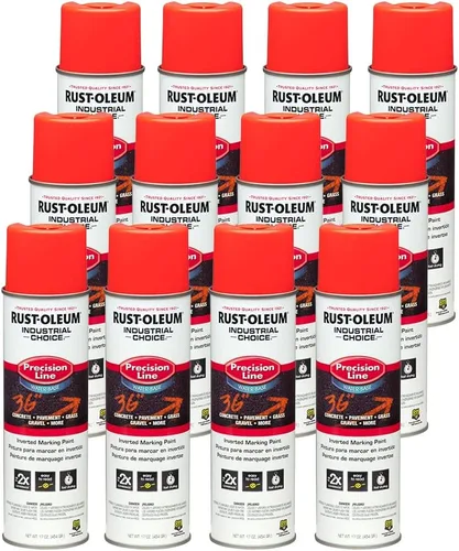 Vista 27 de Rust-Oleum 203035-12PK Pintura en aerosol invertida industrial a base de agua, 17 onzas, naranja alerta APWA, paquete de 12 unidades APWA Alerta