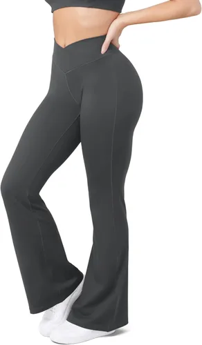 Vista 67 de HEGALY Pantalones de yoga acampanados para mujer, leggings cruzados, suaves, de cintura alta, pantalones casuales de entrenamiento con corte de bota