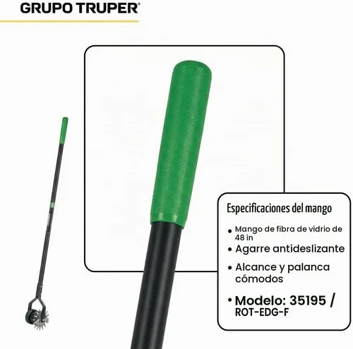 Vista 4 de Herramientas forjadas, de la marca Truper Tru Pro, (Dual Wheel Rotary Lawn Edger), 48, Ceniza (Ash Wood)
