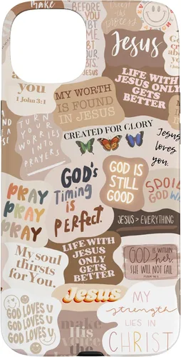 Vista 9 de Funda estética para iPhone 17 con frases positivas con versículos bíblicos cristianos