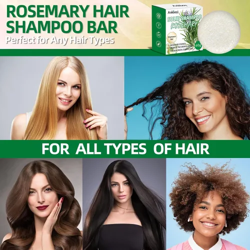 Vista 8 de Paquete de 2 barras de champú sólido con aceite de romero para cabello fino, champú natural y orgánico para mujeres y hombres, fortalece, espesa