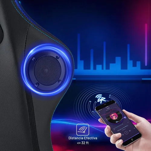 Vista 4 de HOFFREE Silla de juegos RGB con altavoces, luces de ritmo musical, silla