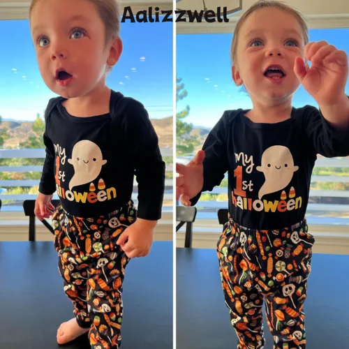 Vista 3 de Aalizzwell Traje de Halloween para bebés niños y niñas, ropa neutra de género
