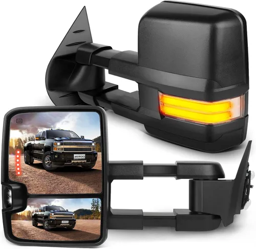 Vista 11 de SCITOO Espejos de Remolque Compatibles con Chevy Silverado 2008-2013 Para GMC Sierra Todos los Modelos Un Par (Lado Izquierdo y Derecho) Con Ajuste
