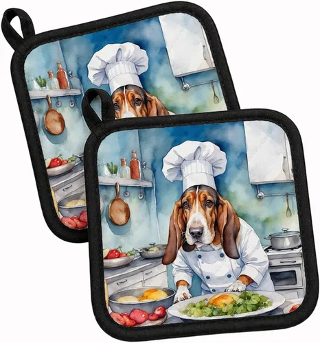 Vista 12 de Caroline's Treasures Coton de Tulear El Chef Par de Agarraderas de Ollas de Cocina Resistentes al Calor Juegos de Agarraderas de Ollas Almohadillas