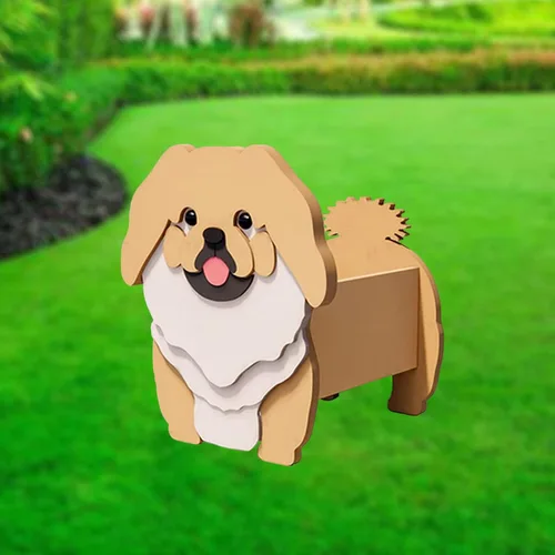 Vista 30 de XOOFMASS Lindas macetas de perro para plantas al aire libre, macetas de madera para perros, macetas en forma de perro, macetas para suculentas