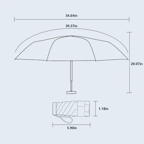 Vista 2 de Cloudia Mini paraguas para bolso, portátil y compacto, perfecto para lluvia y sol con protección UV