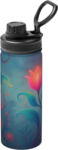 Vista 17 de Hervidor de agua aislado isométrico 3D de acero inoxidable Impresión divertida botella de agua aislada Ideal para deportes y viajes
