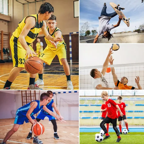 Vista 7 de Rodilleras largas de baloncesto para niños, jóvenes y adultos, mangas de compresión acolchadas para piernas para voleibol y fútbol, 1 par
