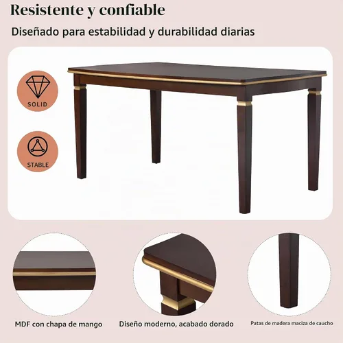 Vista 6 de P PURLOVE - Juego de mesa de comedor de cocina para 6 personas (espresso)