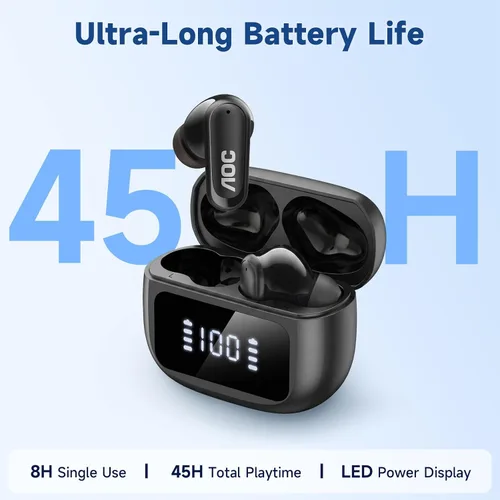 Vista 5 de AOC Auriculares inalámbricos con cancelación de ruido, 39dB ANC, 45H