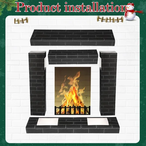 Vista 3 de AmazingSpark Chimenea de cartón navideño 3D falso 35.5 x 31.5 x 8 pulgadas, chimenea corrugada con accesorios de fotos de fuego, soporte de cartón