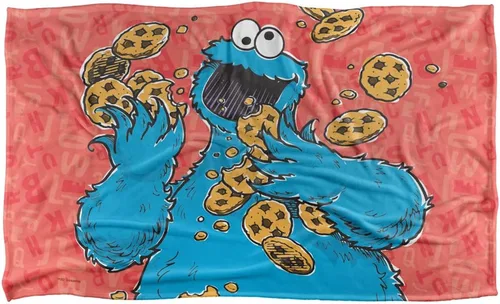 Vista 2 de Manta de personaje de Monstruo de Galletas de Plaza Sésamo con licencia oficial, tacto sedoso, manta súper suave, 36 x 58 pulgadas