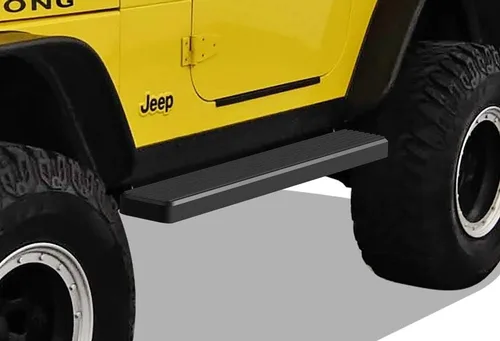 Vista 9 de APS iArmor Escalones Laterales de Acero Inoxidable para Jeep Wrangler 1987-2006 (Resistente, Recubierto en Polvo Negro)