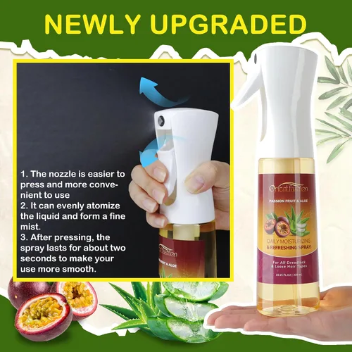 Vista 4 de Orientfashion Spray refrescante hidratante para Locs- humectante para el cuero cabelludo del cabello de maracuyá, cuidado y mantenimiento natural